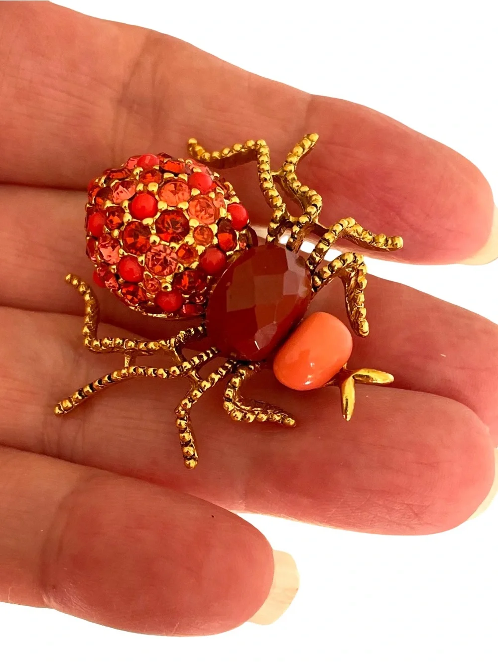 Vintage Signed Joan Rivers Gold Plated Spider Brooch